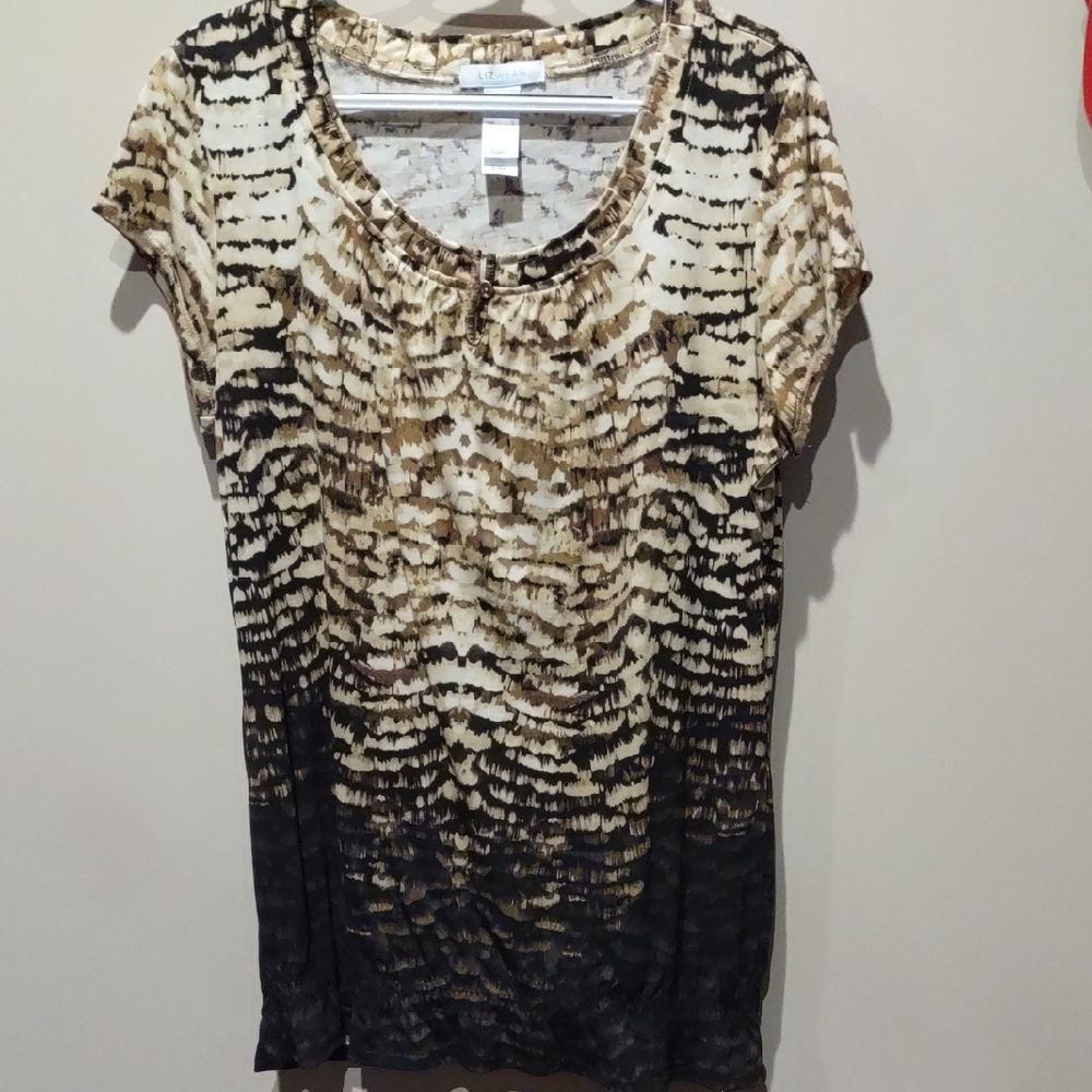 Leopard, Animal Brown and Black Patterned Top Blouse